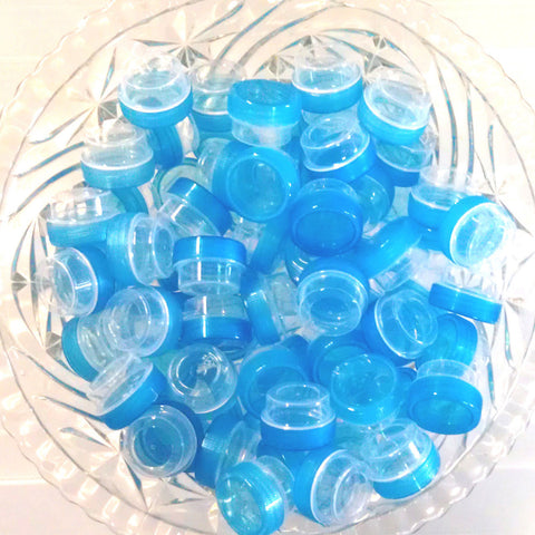 Free Shipping! 50 Clear Jars w/ Screw-on Transparent Blue Caps (1tsp) - #3301