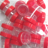 Free Shipping! 50 Tiny Clear Jars w/ Screw-on Ribbed Red Caps (1tsp) - #3301