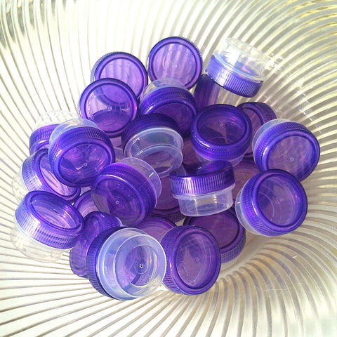 Free Shipping! 50 Clear Jars w/ Screw-on Purple Transparent Caps (1tsp) - #3301