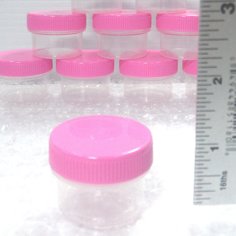 24 Clear Jars w/ Screw-on Opaque Pink Caps (1/2oz) - #3803