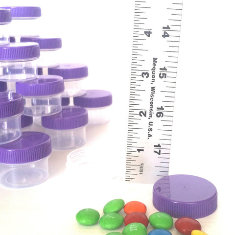 24 Clear Jars w/ Screw-on Opaque Purple Caps (1/2oz) - #3803