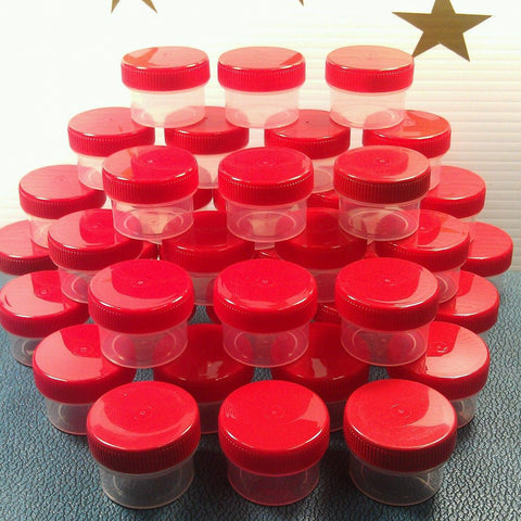 24 Clear Jars w/ Screw-on Red Caps (1/2oz) - #3803