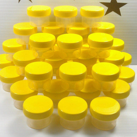 24 Clear Jars w/ Screw-on Yellow Caps (1/2oz) - #3803
