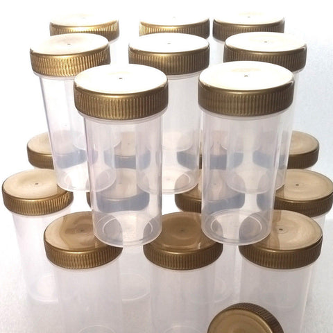 Free Shipping! 15 Clear Jars w/ Screw-on Gold Ribbed Caps (1 1/2oz) - #3814