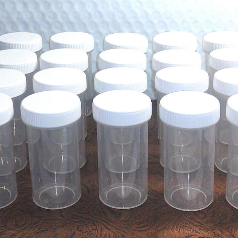 Free Shipping! 15 Clear Polypropylene Plastic Jars w/ Screw-on White Caps (1 1/2oz) - #3814