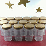 20 Clear Polypropylene Plastic Jars w/ Screw-on Gold Caps (2oz) - #4314
