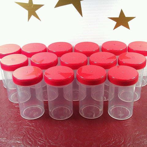 20 Clear Jars w/ Screw-on Red Caps Lids Tops 2 ounce (2oz) - #4314