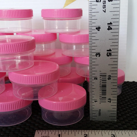 20 Clear Jars w/ Screw-on Opaque Pink Caps (1oz) - #5303